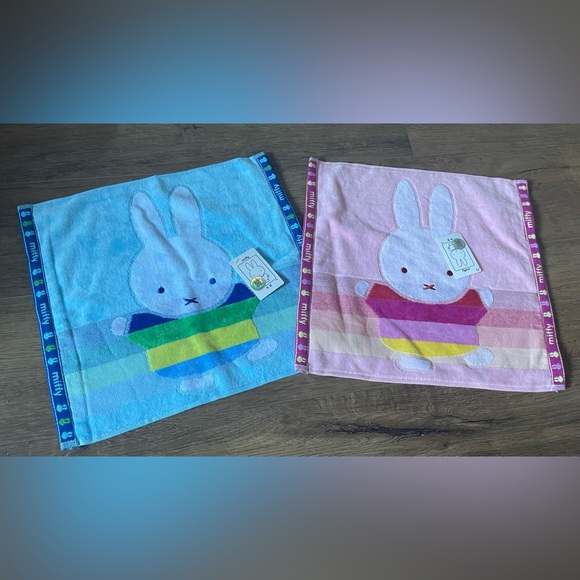 MIFFY-Imported (NWT) Hand Towel Set-Pink & Blue - Picture 1 of 10